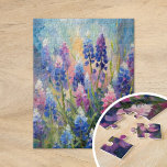 Bluebonnets Abstrakte Blumenart<br><div class="desc">Ein modernes impressionistisches Gemälde von Bluebonnets, der ikonischen Texas-Wildblume, in atemberaubenden Blau- und lila Farbtönen mit abstrakten Pinselstrichen dargestellt. Die ausdrucksstarken Striche und lebhaften Farben erfassen die natürliche Schönheit und Gnade dieser Blüten und schaffen eine lebendige und strukturierte Interpretation der Texas Landschaft. Dieses zeitgenössische Werk ist kühl und ruhig, ideal,...</div>