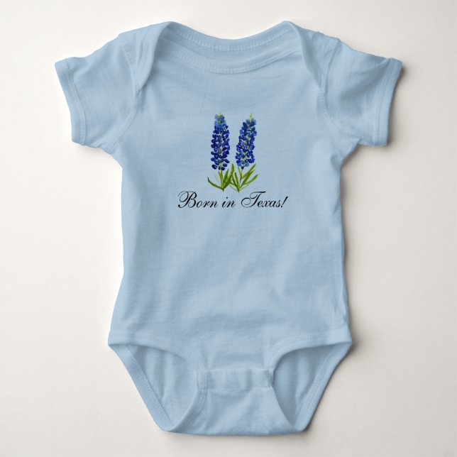 Bluebonnets Aquarell Floral Boy Baby Bodysuit Strampler (Vorderseite)