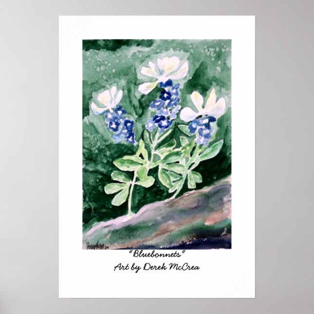 Bluebonnets Aquarellbilder drucken Poster (Vorne)