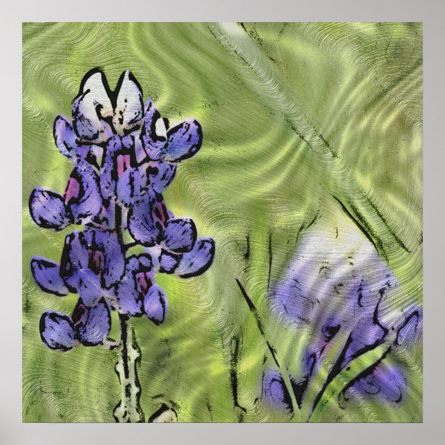 Bluebonnets auf Glas Poster (Vorne)