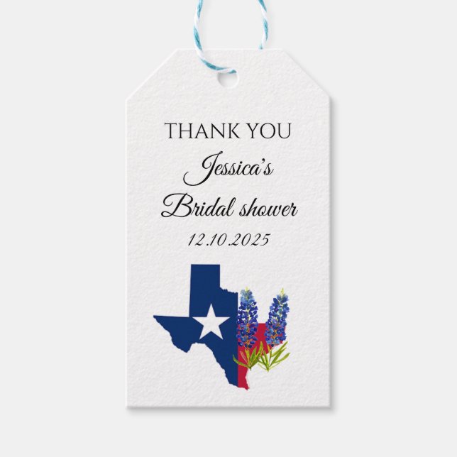 Bluebonnets Blaublumenwasser-Brautparty Geschenkanhänger (Vorderseite)