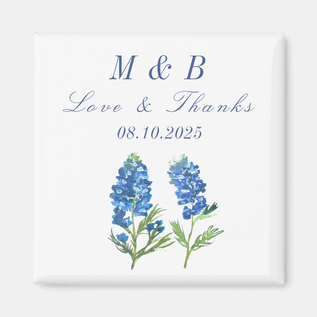 Bluebonnets Bloral Monogram Wedding Danke Magnet (Vorne)