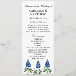 Bluebonnets Blue Floral Elegante Moderne Hochzeit Programm