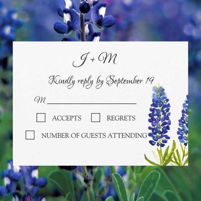 Bluebonnets Blue Floral Texas Blume Moderne UAWG RSVP Karte (Von Creator hochgeladen)