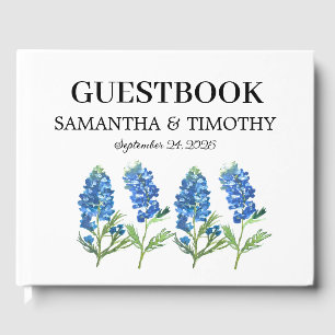 Bluebonnets Blue Floral Texas Floral Wedding Gästebuch