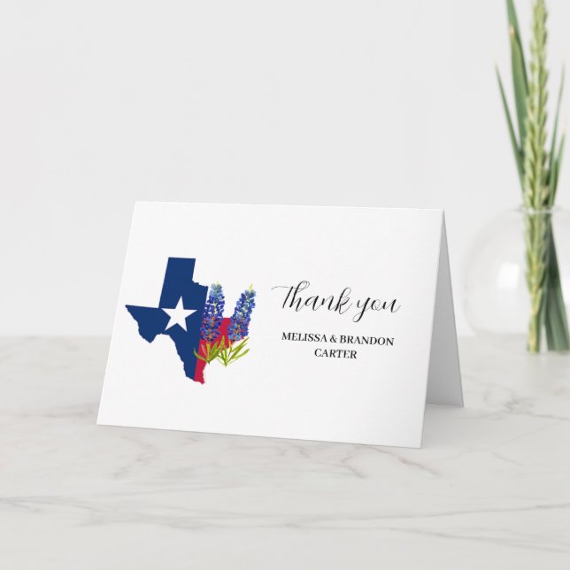 Bluebonnets Blue Floral Texas Mariage Merci (Devant)