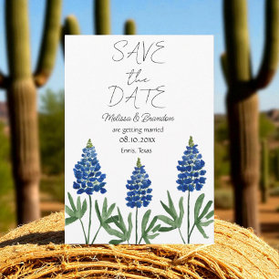 Bluebonnets Blue Floral Texas Rustikale Hochzeit Einladung