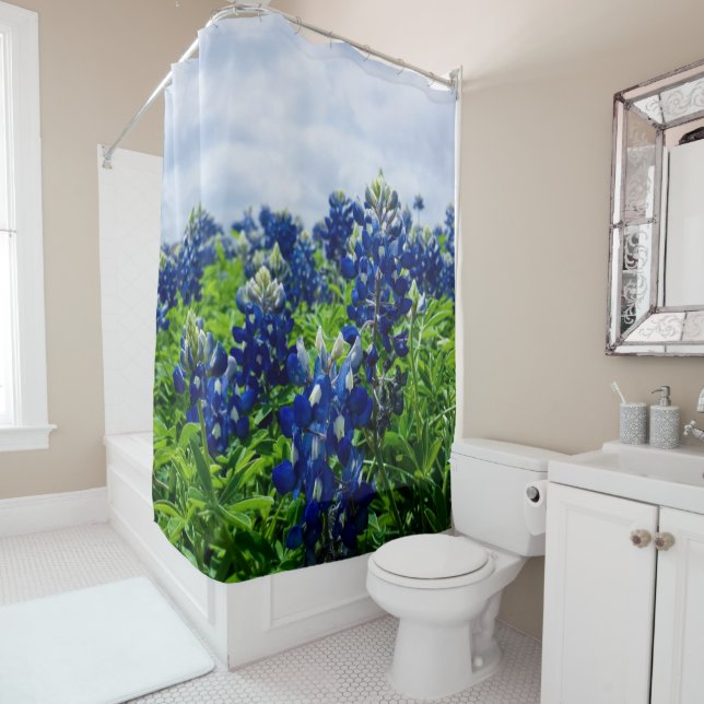 Bluebonnets Blue Floral Texas Texan Elegant Duschvorhang (Beispiel)