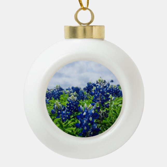 Bluebonnets Blue Floral Texas Texan Elegant Keramik Kugel-Ornament (Vorderseite)