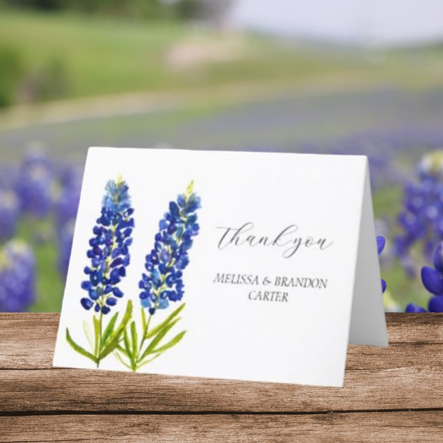 Bluebonnets Blue Floral Wedding Vielen Dank Dankeskarte (Von Creator hochgeladen)