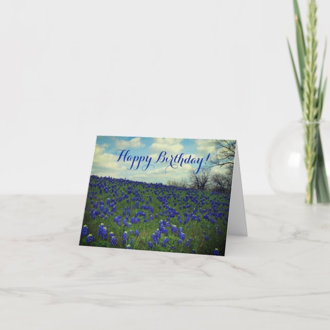 Bluebonnets Blue Flowers Texas Birthday Floral Tha Dankeskarte (Vorderseite)