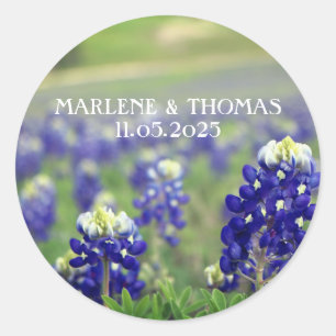 Bluebonnets Blue Flowers Texas Floral Wedding Runder Aufkleber