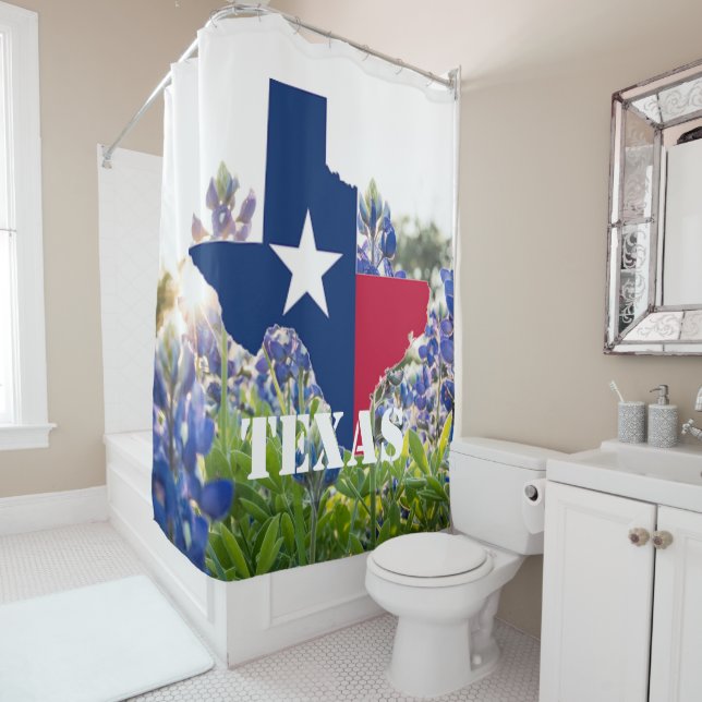 Bluebonnets Blue Flowers Texas texan Floral Duschvorhang (Beispiel)
