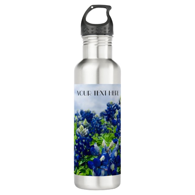 Bluebonnets Blue Flowers Texas texan Floral Edelstahlflasche (Vorderseite)