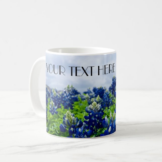 Bluebonnets Blue Flowers Texas texan Floral Kaffeetasse (Vorderseite Links)