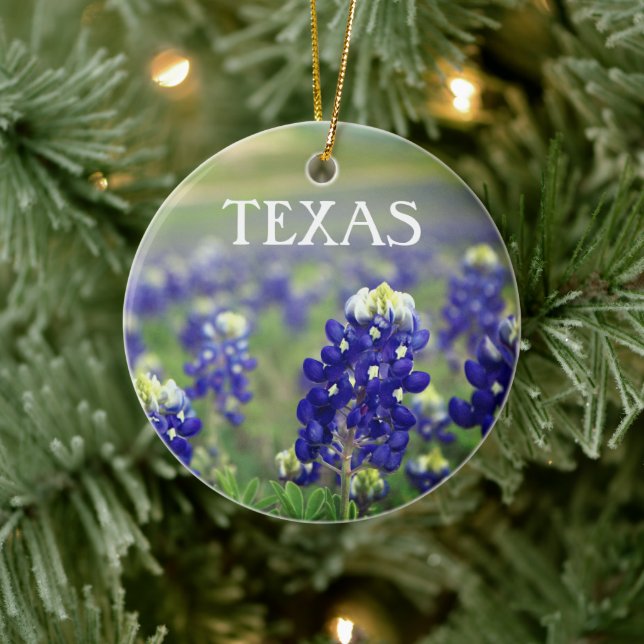 Bluebonnets Blue Flowers Texas Texan Floral Keramik Ornament (Baum)
