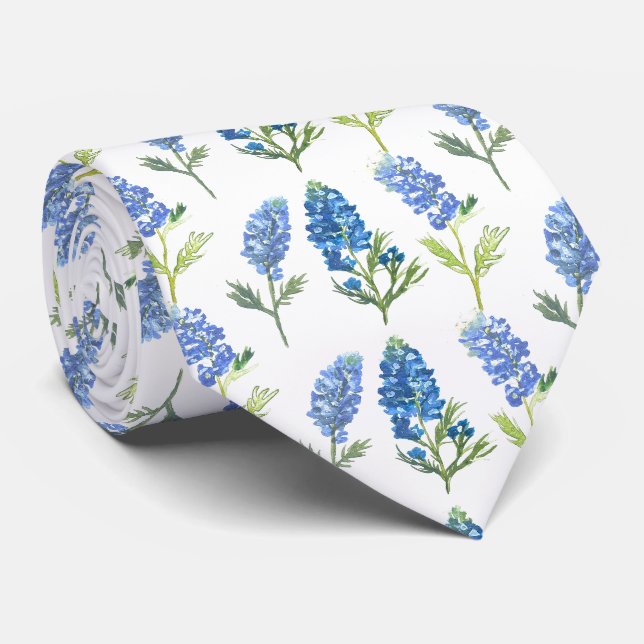Bluebonnets Blue Flowers Texas Texan Floral Krawatte (Gerollt)