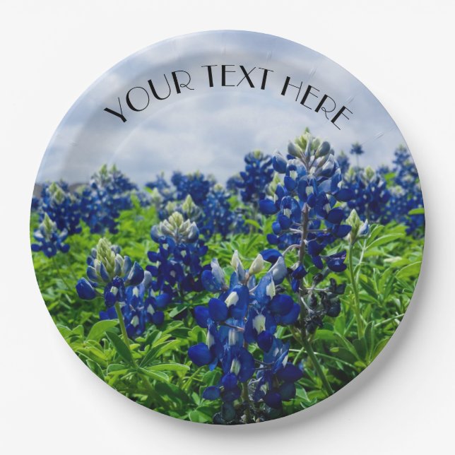 Bluebonnets Blue Flowers Texas Texan Floral Pappteller (Vorderseite)