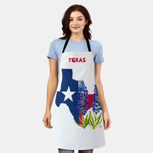 Bluebonnets Blue Flowers Texas Texan Staat Floral Schürze (Getragen)