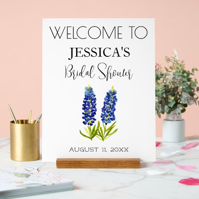 Bluebonnets Blume Brautparty Begrüßungszeichen Acrylschild (Hochzeit)