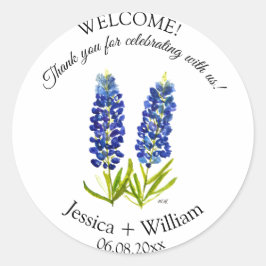 Bluebonnets Braut und Groom Rustikale Moderne Hoch Runder Aufkleber