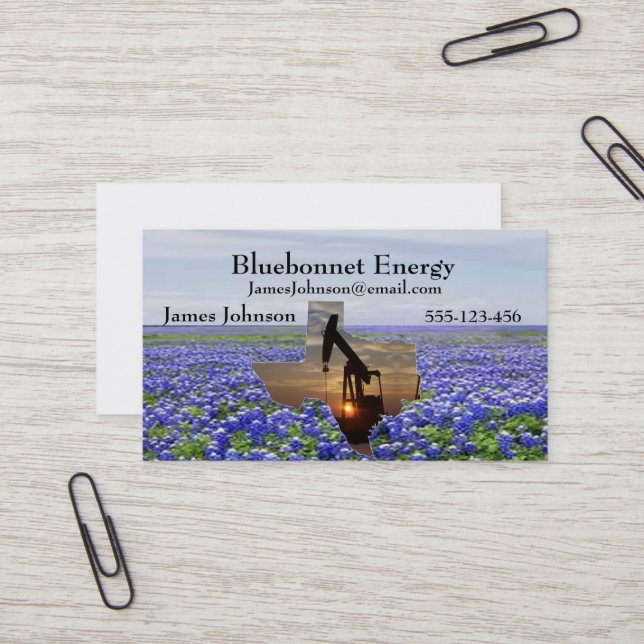 Bluebonnets de cartes de visite d'huile et (Devant/Arrière en situation)