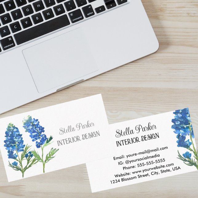 Bluebonnets Elegant Floral Texas Business Card Visitenkarte (Von Creator hochgeladen)