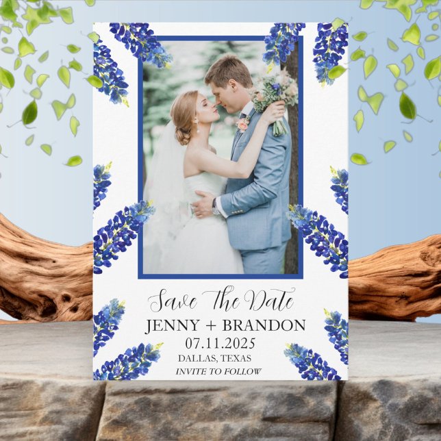 Bluebonnets Elegantes Foto Save The Date (Von Creator hochgeladen)