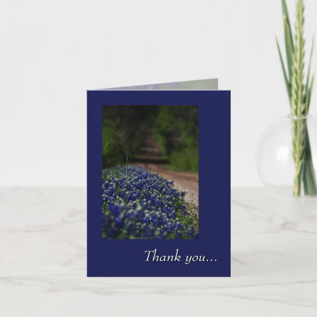 Bluebonnets et un carte de remerciements de route (Devant)