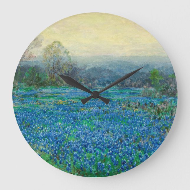 Bluebonnets-Feld, 1918-1920, von Julian Onderdon Große Wanduhr (Vorderseite)
