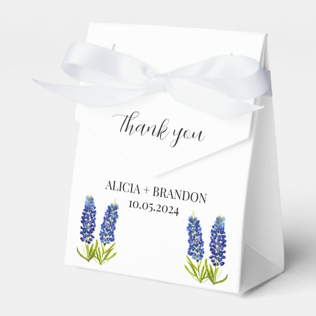 Bluebonnets Floral Elegante Moderne Hochzeit Geschenkschachtel (Vorderseite)