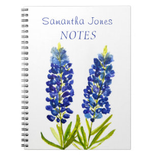 Bluebonnets Floral Wasserfarbe Botanische Natur Notizblock