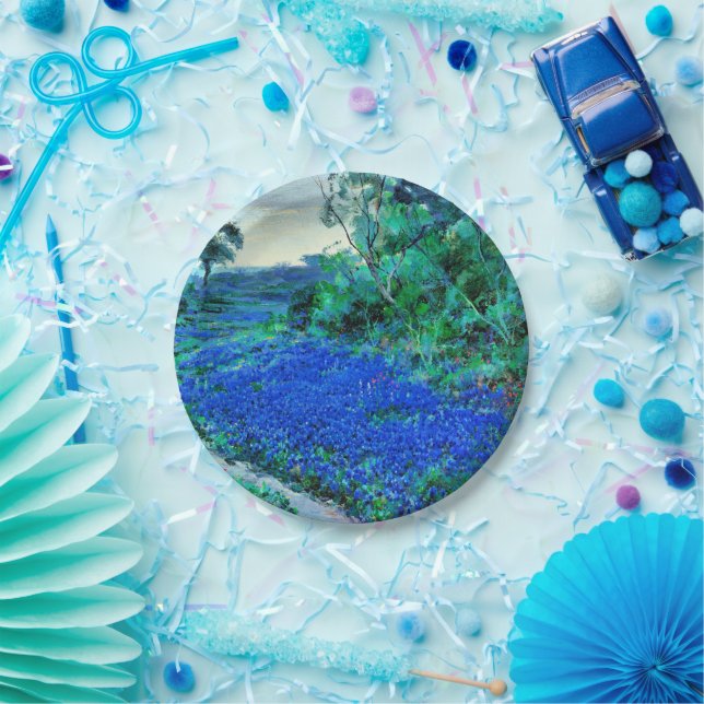 Bluebonnets in der misty Morning Paper Plate Pappteller (Party)