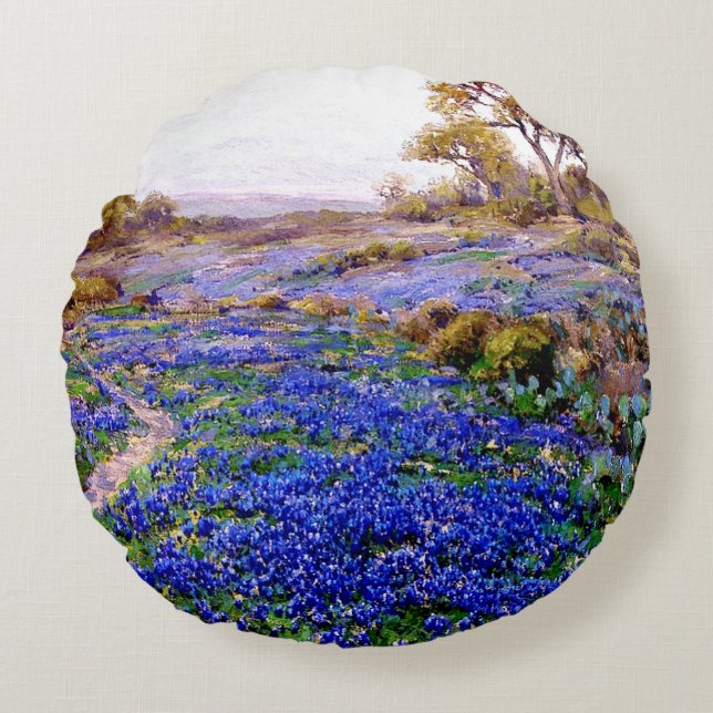 Bluebonnets in Twilight, nördlich von San Antonio, Rundes Kissen (Vorderseite)