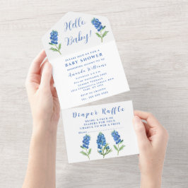 Bluebonnets Texas Baby Duwer Gender neutral All In One Einladung