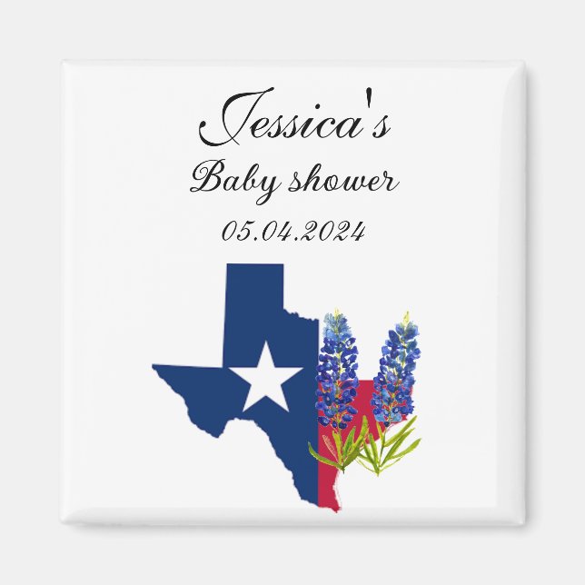 Bluebonnets Texas Blume Floral Baby Dusche Magnet (Vorne)