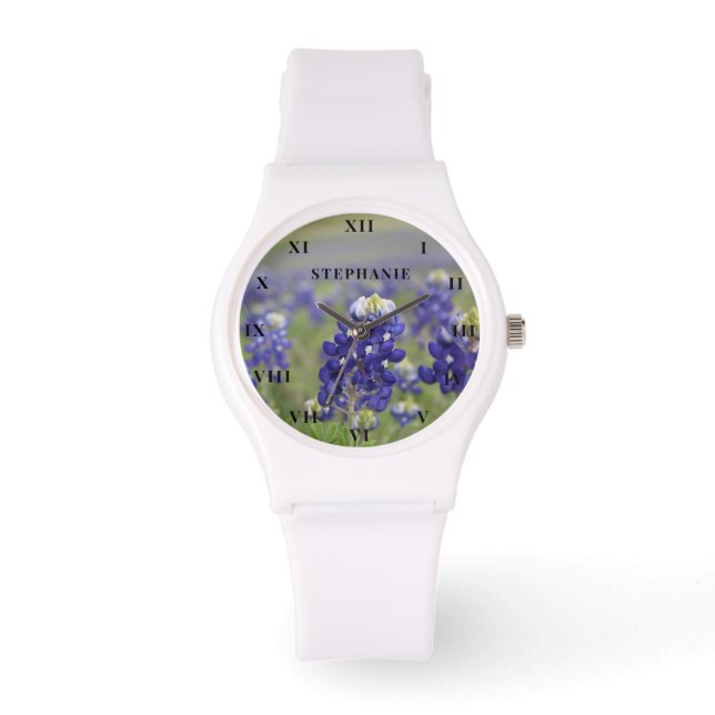 Bluebonnets Texas Blume Lupine Armbanduhr (Vorderseite)