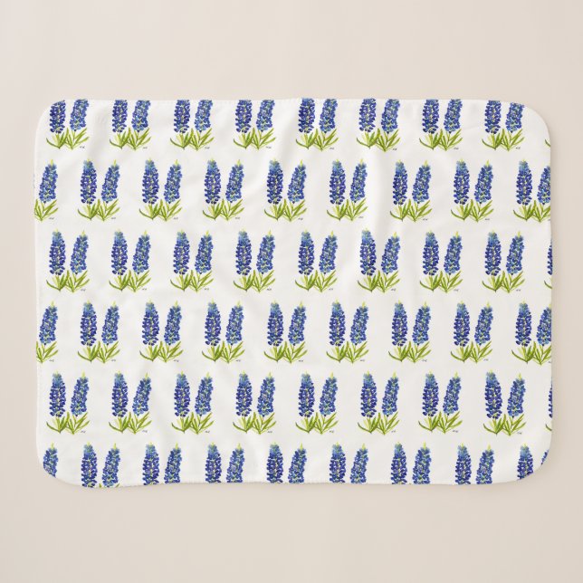 Bluebonnets Texas Blume Wildblumen Aquarell Sherpadecke (Vorderseite (Horizontal))