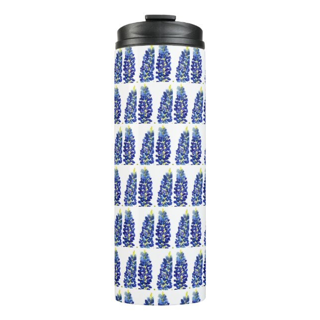 Bluebonnets Texas Blume Wildblumen Aquarell Thermosbecher (Vorderseite)