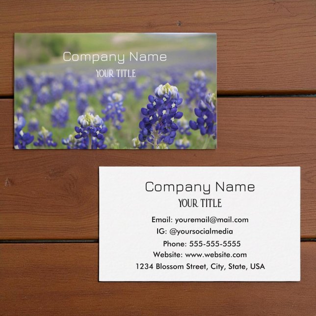 Bluebonnets Texas Company Floral Business Card Visitenkarte (Von Creator hochgeladen)