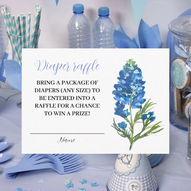 Bluebonnets Texas Floral Diaper Raffle Baby Dusche Begleitkarte (Von Creator hochgeladen)