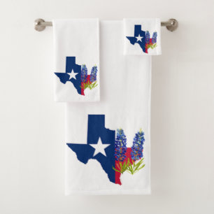 Bluebonnets Texas Staat Blauer Blumen Wasserfarbe Badhandtuch Set