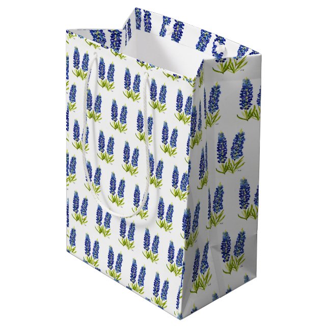 Bluebonnets Texas Staat Blume Lupine Mittlere Geschenktüte (Rückseite Schrägansicht)