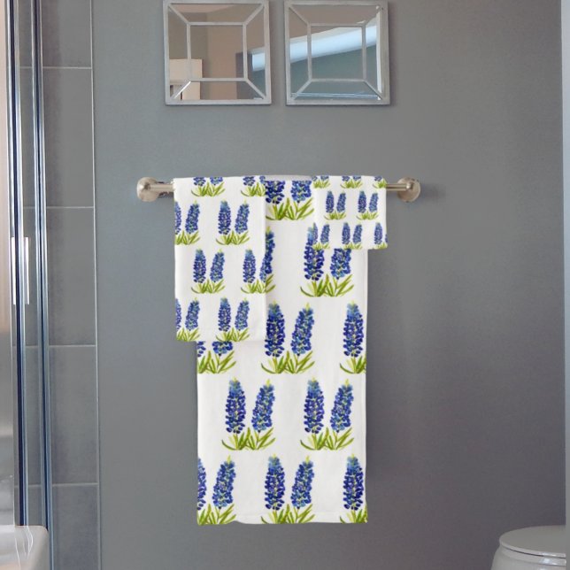 Bluebonnets Texas State Blue Flowers Aquarelle Ba (Créateur téléchargé)