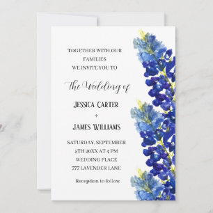 Bluebonnets Texas Watercolor Floral Wedding Einladung