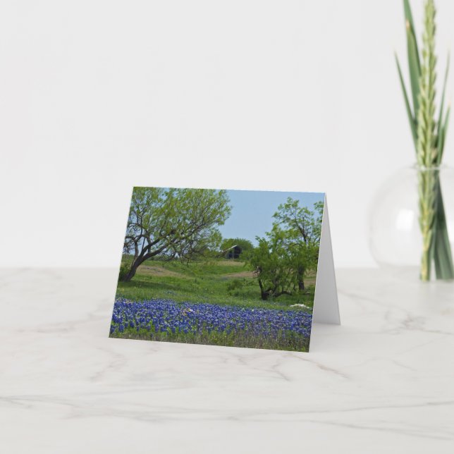 Bluebonnets und eine alte Scheunenanmerkungskarte Karte (Vorderseite)