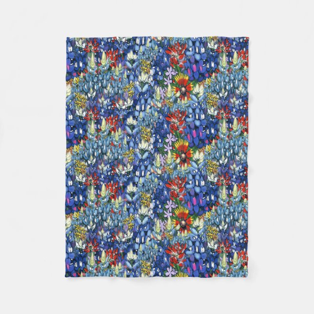 Bluebonnets und Wildblumen Fleecedecke (Vorderseite)