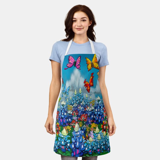Bluebonnets und Wildblumen Schürze (Getragen)