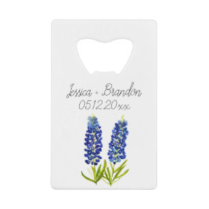 Bluebonnets Watercolor Blue Blume Floral Wedding Geldbeutel Flaschenöffner