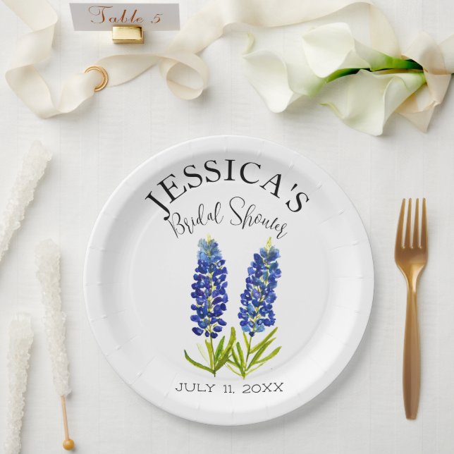 Bluebonnets Wildblume Blue Bllower Brautparty Pappteller (Hochzeit)